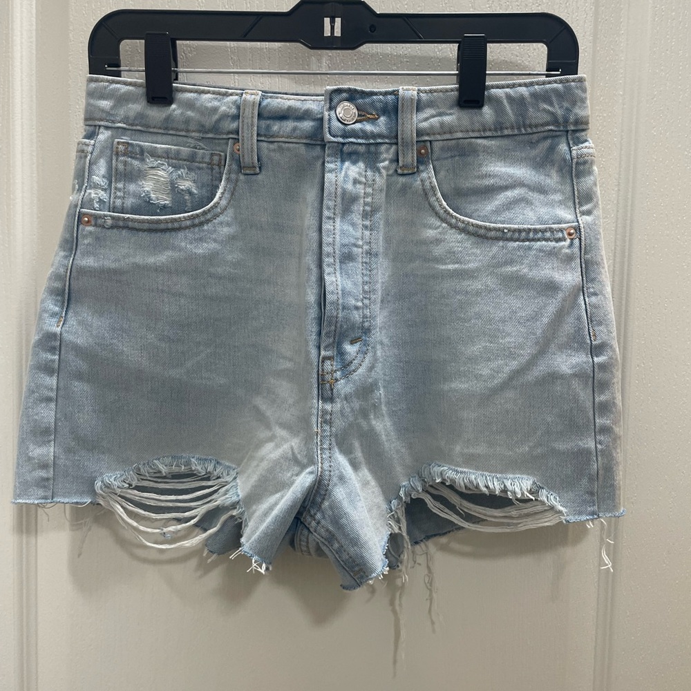 wild fable Light Blue Distressed High-Rise Jean Shorts